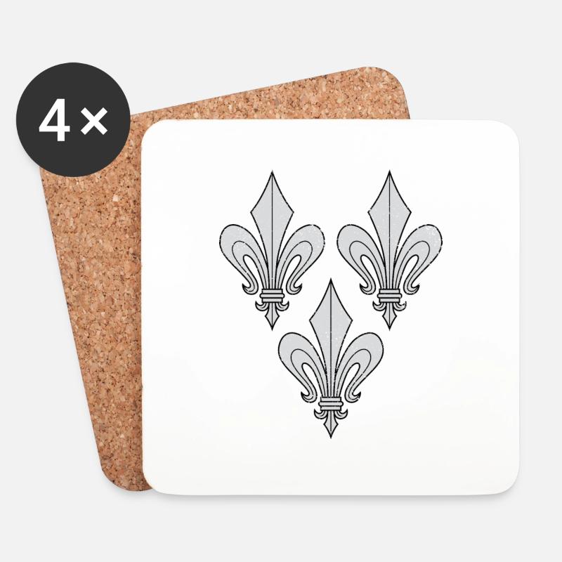 Lilien - Fleur De Lys - Untersetzer (4er-Set) - Weiß