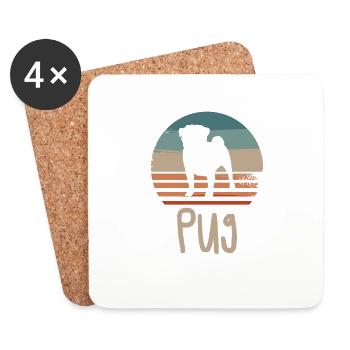 Vintage Retro Pug Pugs Dog Lover - Coasters (set of 4) - white - Front