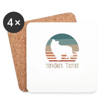 Vintage Retro Yorkshire Terrier Dog Lover - Dessous de verre (lot de 4) - blanc - Devant