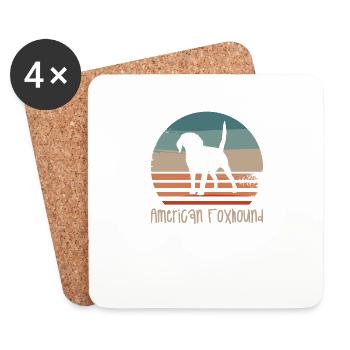 Vintage Retro American Foxhound Dog Lover - Coasters (set of 4) - white - Front