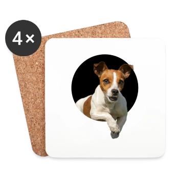 Jack Russel aus dem Loch - Untersetzer (4er-Set) - Weiß - Vorne