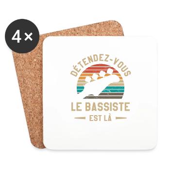Détendez-Vous Le Bassiste Est Là Guitare Basse - Dessous de verre (lot de 4) - blanc - Devant