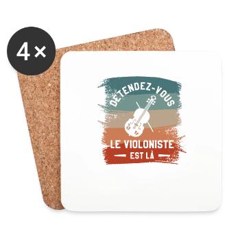 Détendez-Vous Le Violoniste Est Là Violon - Dessous de verre (lot de 4) - blanc - Devant