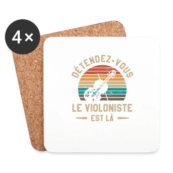 Détendez-Vous Le Violoniste Est Là Violon - Dessous de verre (lot de 4) - blanc - Devant