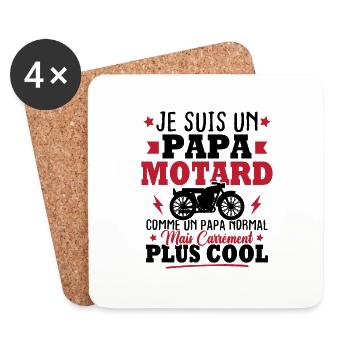 Un papa motard comme un papa normal - Dessous de verre (lot de 4) - blanc - Devant