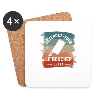 Détendez-Vous Le Boucher Est Là Boucherie - Dessous de verre (lot de 4) - blanc - Devant