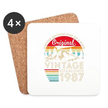 Original Vintage Établi En 1987 Anniversaire - Dessous de verre (lot de 4) - blanc - Devant