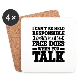 Pour ce que mon visage fait quand tu parles 2 - Dessous de verre (lot de 4) - blanc - Devant