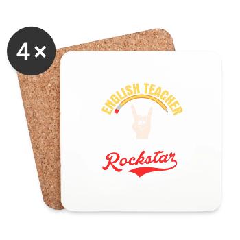 English Teacher Educational Grammar Language - Coasters (set of 4) - white - Front