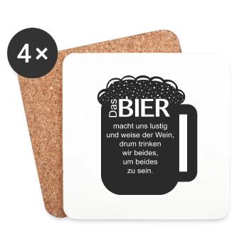 Das Bier macht uns lustig. - Untersetzer (4er-Set) - Weiß - Vorne