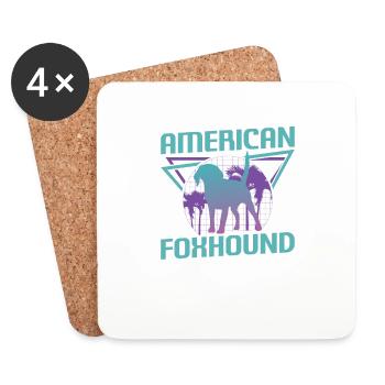 Amoureux des chiens Foxhound rétro américain - Dessous de verre (lot de 4) - blanc - Devant
