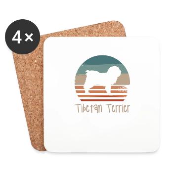 Vintage Retro Tibetan Terrier Dog Lover - Coasters (set of 4) - white - Front