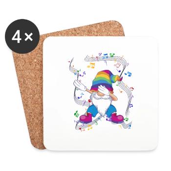 Musik tanzen Gnom Party dabbing LGBTQ - Untersetzer (4er-Set) - Weiß - Vorne