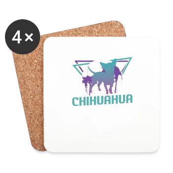 Amoureux des chiens Chihuahua Chihuahuas rétro - Dessous de verre (lot de 4) - blanc - Devant