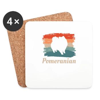 Vintage Retro Pomeranian Dog Lover - Coasters (set of 4) - white - Front