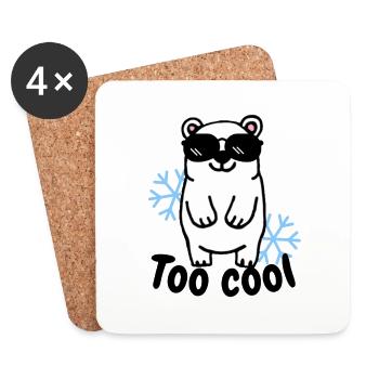 Cooler Eisbär mit Sonnenbrille und Schneeflocken - Untersetzer (4er-Set) - Weiß - Vorne