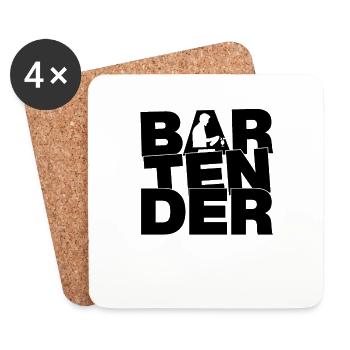 Profession Work - Bartender - Coasters (set of 4) - white - Front
