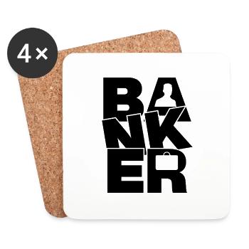 Travail dans le secteur bancaire - Banquier - Dessous de verre (lot de 4) - blanc - Devant