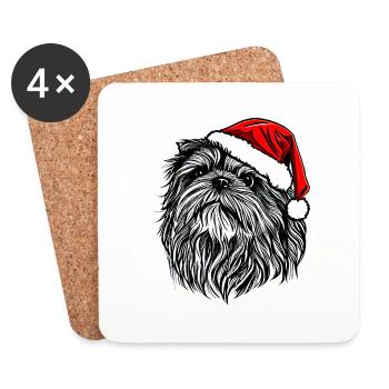 Weihnachten Hund süß lustig Hunde Tier Welpe 4 - Untersetzer (4er-Set) - Weiß - Vorne