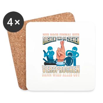 Einmal drehen und ziehen Physio Geschenk - Untersetzer (4er-Set) - Weiß - Vorne