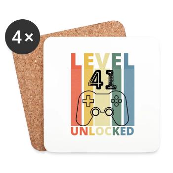 Level 41 Freigeschaltet Lustiger Gamer Geburtstag Einundvierzig - Untersetzer (4er-Set) - Weiß - Vorne