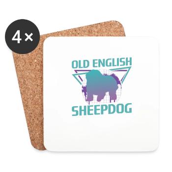 Amoureux des chiens de berger anglais rétro - Dessous de verre (lot de 4) - blanc - Devant