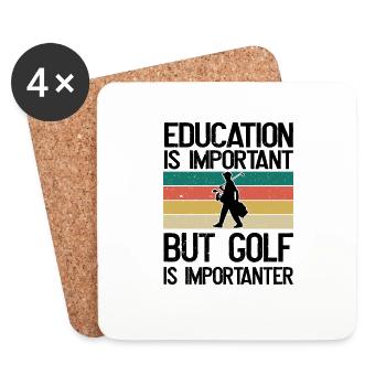 L’éducation est importante, mais le golf est plus important - Dessous de verre (lot de 4) - blanc - Devant