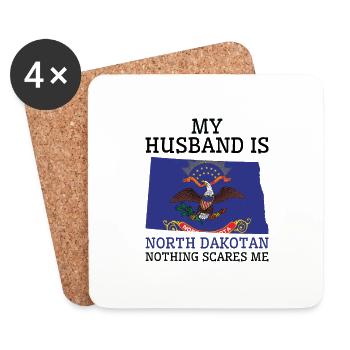 Nothing Scares Me North Dakotan Husband North - Coasters (set of 4) - white - Front