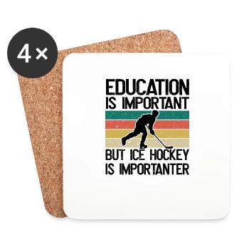 L’éducation est importante, mais le hockey est plus important - Dessous de verre (lot de 4) - blanc - Devant