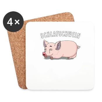 SCHLAFSCHWEIN - Untersetzer (4er-Set) - Weiß - Vorne