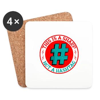 This Is A Sharp, Not A Hashtag 5 - Untersetzer (4er-Set) - Weiß - Vorne