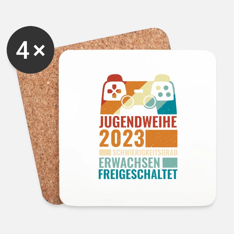Jugendweihe 2023 Schwierigkeitsgrad Erwachsen - Untersetzer (4er-Set) - Weiß