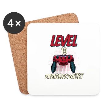19. Geburtstag Level 19 freigeschaltet Gamer Party - Untersetzer (4er-Set) - Weiß - Vorne