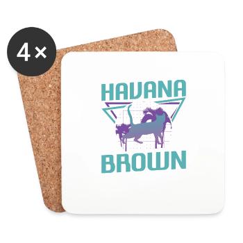 Rétro Havana Brown Cat Lover - Dessous de verre (lot de 4) - blanc - Devant