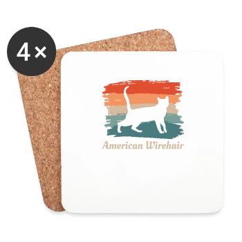 Vintage Rétro American Wirehair Cat Lover - Dessous de verre (lot de 4) - blanc - Devant