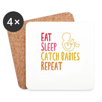 Doula Geburtshelferin Geburtshelfer Geschenk - Untersetzer (4er-Set) - Weiß - Vorne