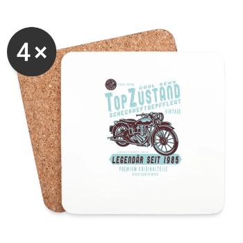 1985 Biker Top Zustand, Legendär, Legende, Bike, - Untersetzer (4er-Set) - Weiß - Vorne