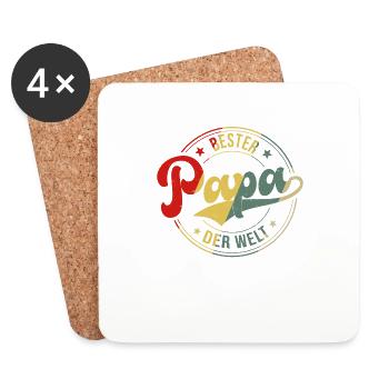 Bester Papa Der Welt - Untersetzer (4er-Set) - Weiß - Vorne
