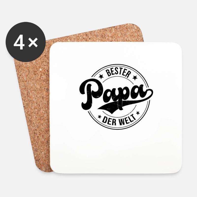 Bester Papa Der Welt - Untersetzer (4er-Set) - Weiß