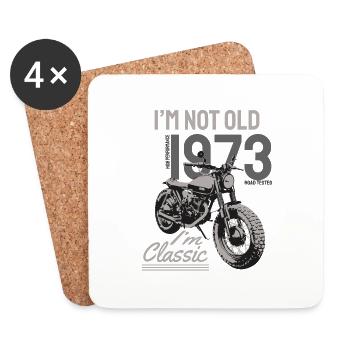Je ne suis pas vieux, je suis classique. Anniversaire motard 1973 - Dessous de verre (lot de 4) - blanc - Devant