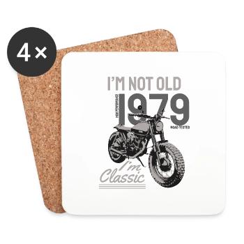 I'm Not Old I'm Classic. Biker Birthday 1979 - Coasters (set of 4) - white - Front