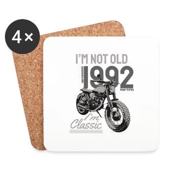I'm Not Old I'm Classic. Biker Birthday 1992 - Coasters (set of 4) - white - Front