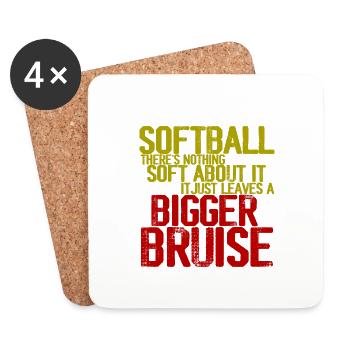 Softball, There's Nothing Soft About it 3 - Untersetzer (4er-Set) - Weiß - Vorne