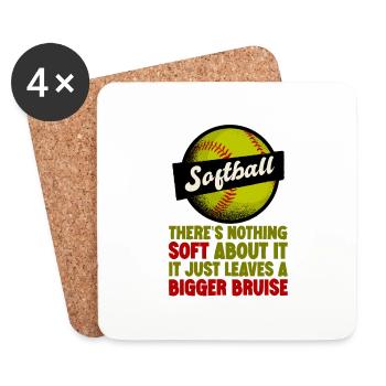Softball, There's Nothing Soft About it 2 - Untersetzer (4er-Set) - Weiß - Vorne