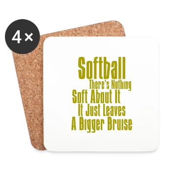 Softball, There's Nothing Soft About it 1 - Untersetzer (4er-Set) - Weiß - Vorne