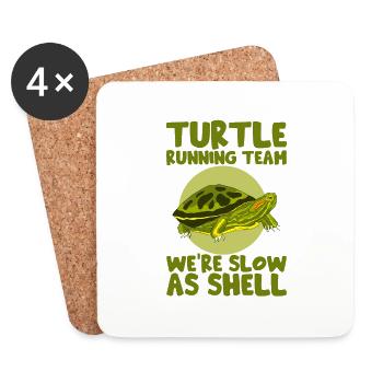 Turtle Running Team, nous sommes lents comme Shell 4 - Dessous de verre (lot de 4) - blanc - Devant