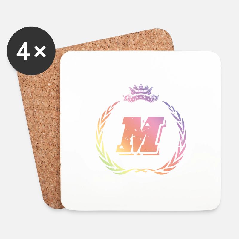 M Buchstabe Kranz - Untersetzer (4er-Set) - Weiß