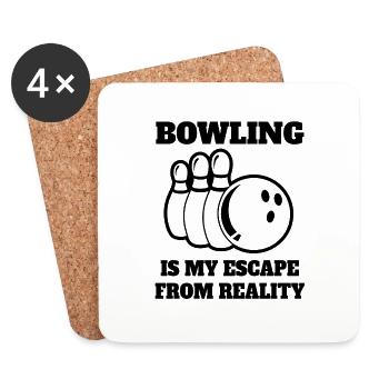 Bowling Skittle Cadeau Bowling Ball Bowler Quilles - Dessous de verre (lot de 4) - blanc - Devant