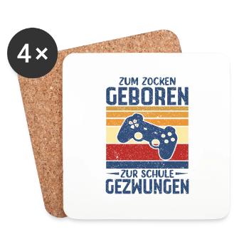 Zum Zocken Geboren Zur Schule Gezwungen - Untersetzer (4er-Set) - Weiß - Vorne