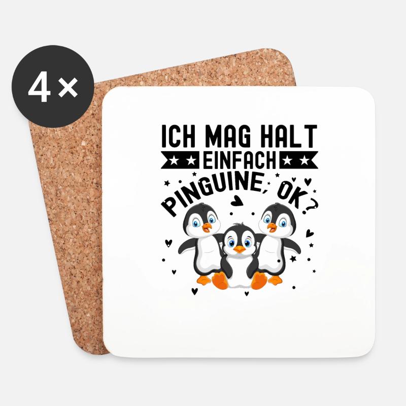 Ich Mag Halt Einfach Pinguine - Untersetzer (4er-Set) - Weiß